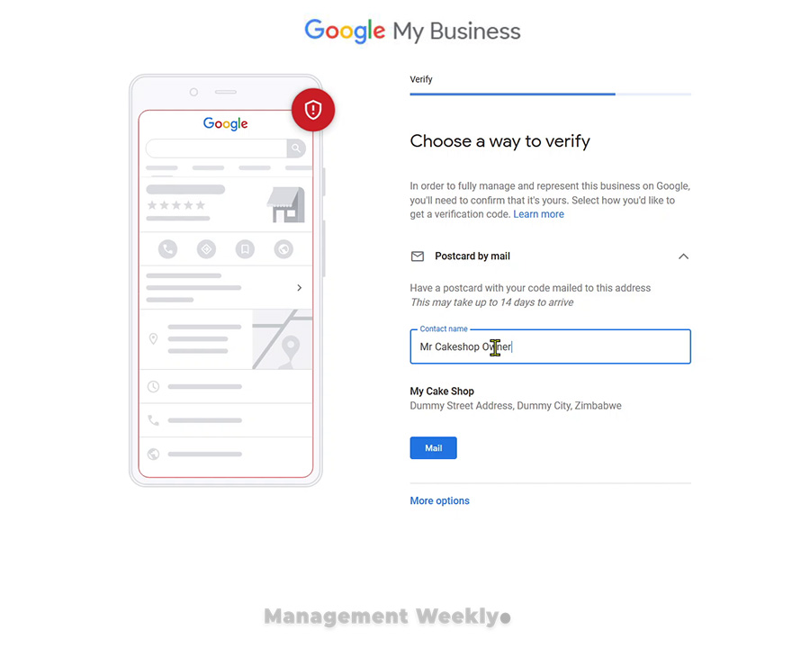 Verification by postcard mail for adding your business to Google Maps